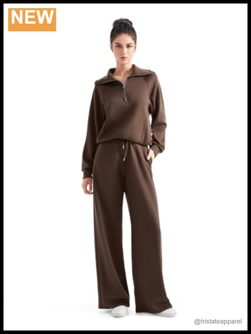 Women 2 Piece Lounge Set Wide Leg Sweatpants Half Zip Sweatshirt Modal Blend
